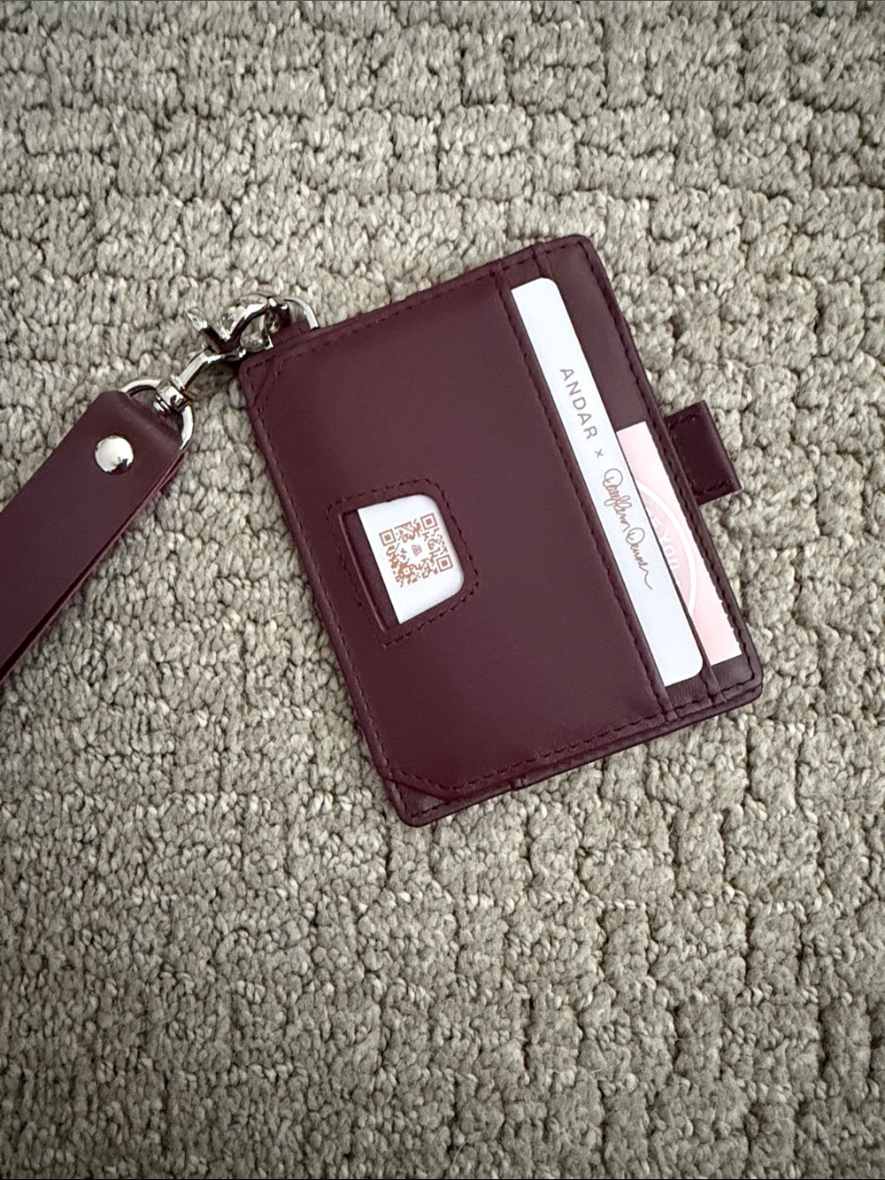Denver V2 Leather Card Holder Wristlet - Wild Cherry